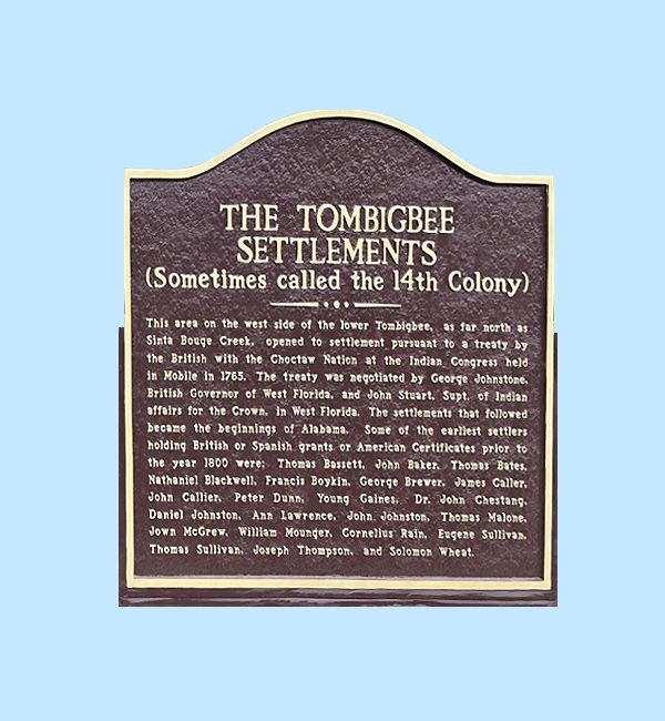 Marker – Tombigbee The Tombigbee Settlements Historical Marker